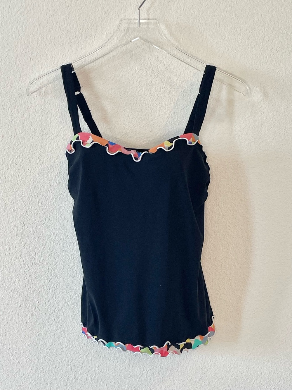 Profile Black Ruffle Trim Swimsuit Top 34D